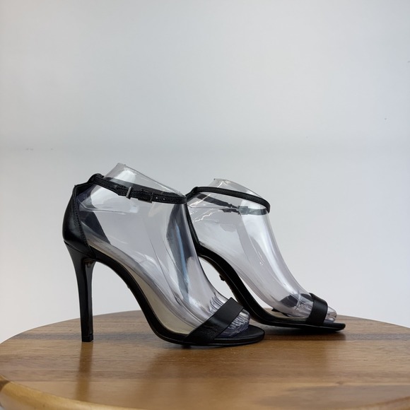 New Womens Schutz Cadey-Lee Black Leather Open Toe Stiletto Heels Size 6 B NWOB - Picture 1 of 9